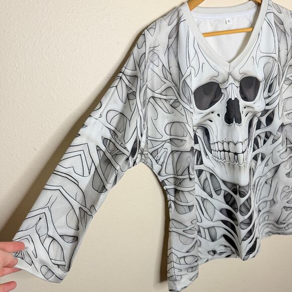 Creepy Skeleton Long Sleeve Pullover Mens Large - Picture 2 of 7